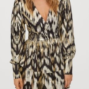 H&M gold tiered wrap dress